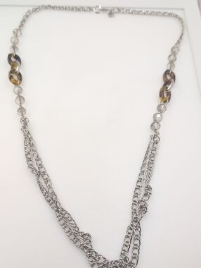 LOFT Silver Multi-Strand Necklace with Amber Links